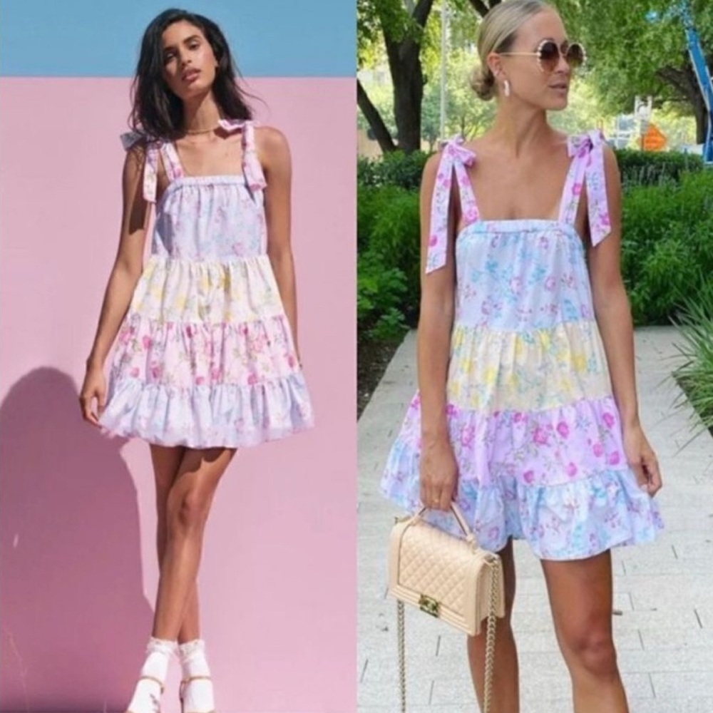 LoveShackFancy X Target Floral Tiered Jeanne Babydoll Mini Dress Size M